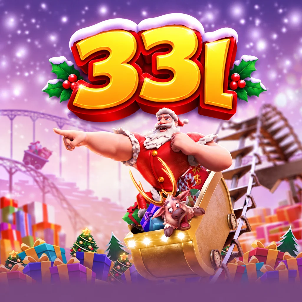 Sinterklas ceria membawa hadiah Natal dengan logo 33l di permainan Santas Gift Rush
